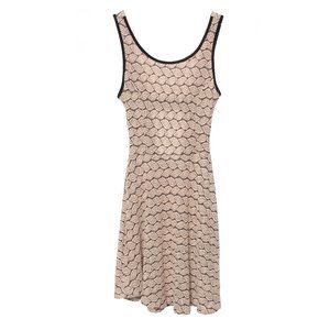 Feline Stretchy Textured Peach Fit & Flare Dress with Cutout Back Size Medium